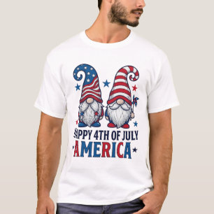 Patriottische kabouters Fijne 4 juli Amerika T-shi T-shirt