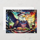 Patriottische Kale Adelaar Juli 4e Briefkaart (Voorkant / Achterkant)