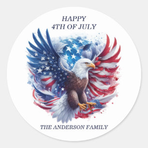 Patriottische kale adelaar sterren strepen rood wi ronde sticker