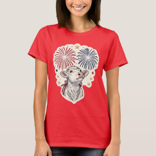 Patriottische Kalf Vuurwerk & Sterren T-shirt