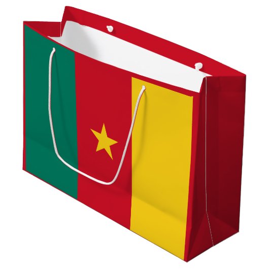 Patriottische Kameroen vlag Grote Gift Bag Groot Cadeauzakje (Voorkant Gekanteld)
