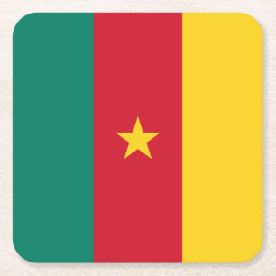 Patriottische Kameroense vlag Vierkante Kartonnen Onderzetter