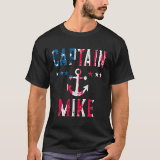 Patriottische kapitein Mike US vlag 4th van juli v T-shirt
