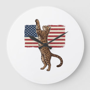 Patriottische Kat Amerikaanse Vlag Vintage Vector  Grote Klok