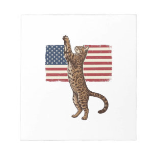 Patriottische Kat Amerikaanse Vlag Vintage Vector  Notitieblok