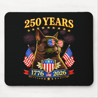 Patriottische Kat Amerika's 250e T-shirt 1776 2026 Muismat