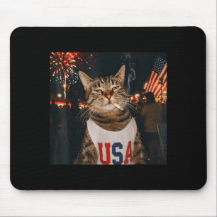 Patriottische Kat die op 4 juli Sigaret Rookt 250 Muismat