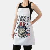 Patriottische Kat Meow-moriaaldag Vintage Vector O Schort (Insitu)