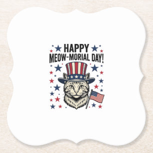 Patriottische Kat Meow-Morial Day Vintage Vector O Kartonnen Onderzetters