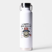 Patriottische Kat Meow-Morial Day Vintage Vector O Waterfles (Voorkant)
