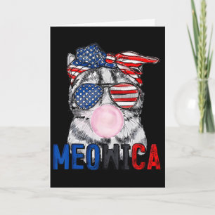 Patriottische Kat Meowica Bubblekauwgom 4 juli Gra Kaart