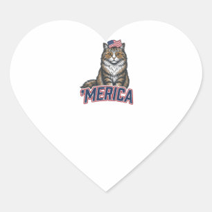 Patriottische Kat Merica Vintage Gravure Shirt Ont Hart Sticker