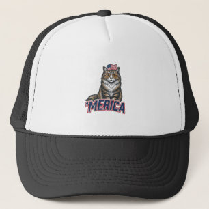 Patriottische Kat Merica Vintage Gravure Shirt Ont Trucker Pet