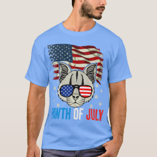 Patriottische kat op 4 juli VS - vlag zonnebrillen T-shirt