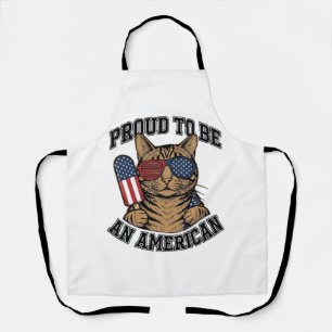 Patriottische Kat Trots om Amerikaans te zijn Vint Schort