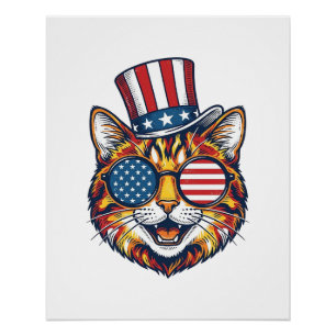 Patriottische kat vintage gravure shirt ontwerp_1 perfect poster