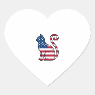 Patriottische kat vintage gravure vector ontwerp_1 hart sticker
