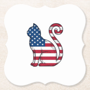 Patriottische kat vintage gravure vector ontwerp_1 kartonnen onderzetters