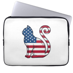 Patriottische kat vintage gravure vector ontwerp_1 laptop sleeve