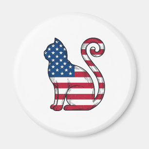 Patriottische kat vintage gravure vector ontwerp_1 magneet