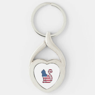 Patriottische kat vintage gravure vector ontwerp_1 sleutelhanger