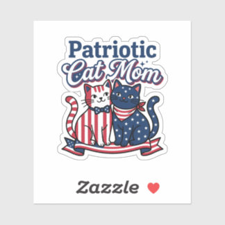 Patriottische Kattenmoeder Funny Amerikaanse Vlag Sticker
