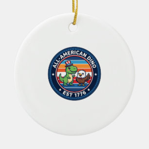 Patriottische Kawaii Dinosaurus All-amerikaanse DI Keramisch Ornament