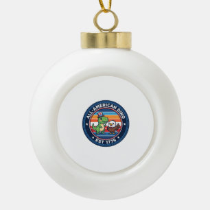Patriottische Kawaii Dinosaurus All-amerikaanse DI Keramische Bal Ornament