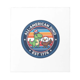 Patriottische Kawaii Dinosaurus All-amerikaanse DI Notitieblok