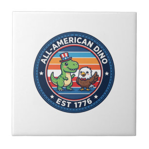 Patriottische Kawaii Dinosaurus All-amerikaanse DI Tegeltje
