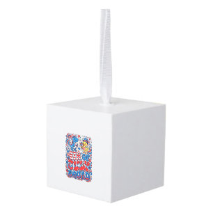 Patriottische Kawaii Dinosaurus Beste Stiefvader O Kubus Ornament