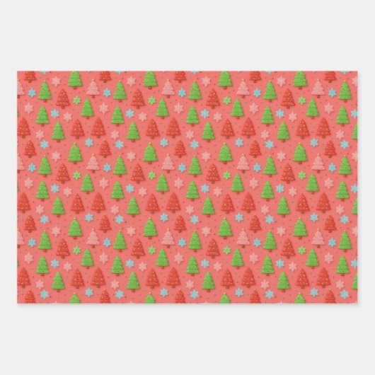 Patriottische Kerst Rood Wit Blauw Blad Gift Wrap Inpakpapier Vel (Voorkant 3)