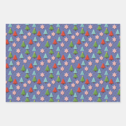 Patriottische Kerst Rood Wit Blauw Blad Gift Wrap Inpakpapier Vel (Voorkant 2)