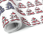Patriottische Kerstbomen Vrolijk XMAS Cadeaupapier (Rol Hoek)