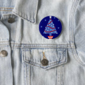 Patriottische kerstboom ronde button 5,7 cm (In situ)