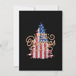Patriottische kerstboom US Flag Retro Merry Chris Kaart