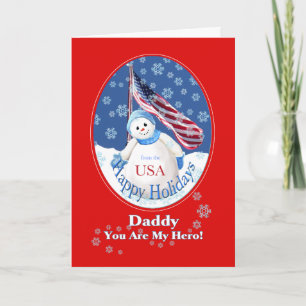 Patriottische kerstkaart voor papa in het leger feestdagen kaart