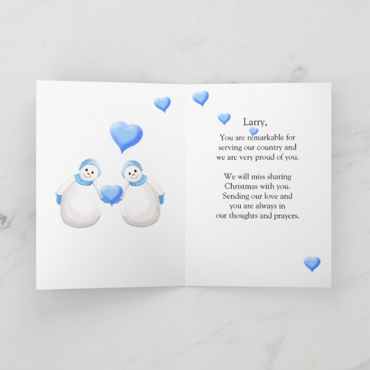 Patriottische kerstkaart voor zoon in militaire di feestdagen kaart (Binnen)