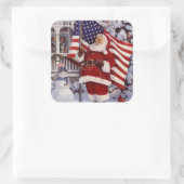 Patriottische kerstkerstkerstkerstman met Amerikaa Vierkante Sticker (Tas)
