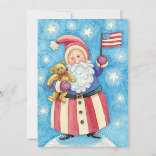 Patriottische Kerstman Kerstfeest uitnodiging