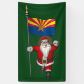 patriottische kerstman met vlag van Arizona Spandoek (Verticaal)