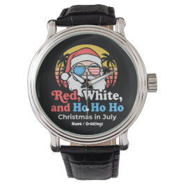 Patriottische Kerstman Rood, Wit & Ho Kerstmis in  Horloge