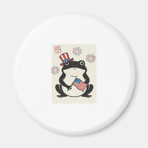 Patriottische Kikker Vintage Gravure Vector Kunst_ Magneet