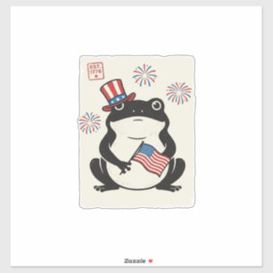 Patriottische kikker vintage gravure vector kunst_ sticker
