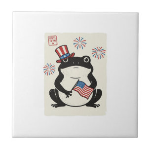 Patriottische Kikker Vintage Gravure Vector Kunst_ Tegeltje
