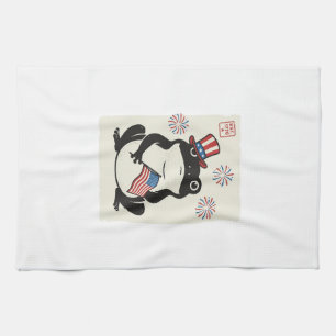 Patriottische Kikker Vintage Gravure Vector Kunst_ Theedoek