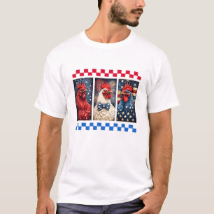 Patriottische Kip 4 juli Haan Amerikaanse Vlag F T-shirt