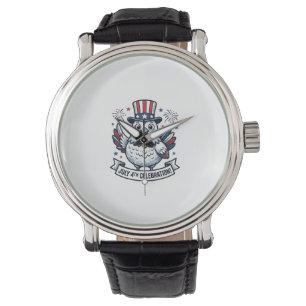 Patriottische Kip 4 juli Viering T-Shirt Des Horloge