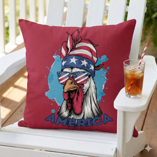 Patriottische Kip in USA gebloemde zakdoek en zonn Kussen
