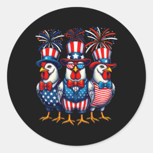 Patriottische Kip USA Vlag Kip Liefhebber 4e van J Ronde Sticker